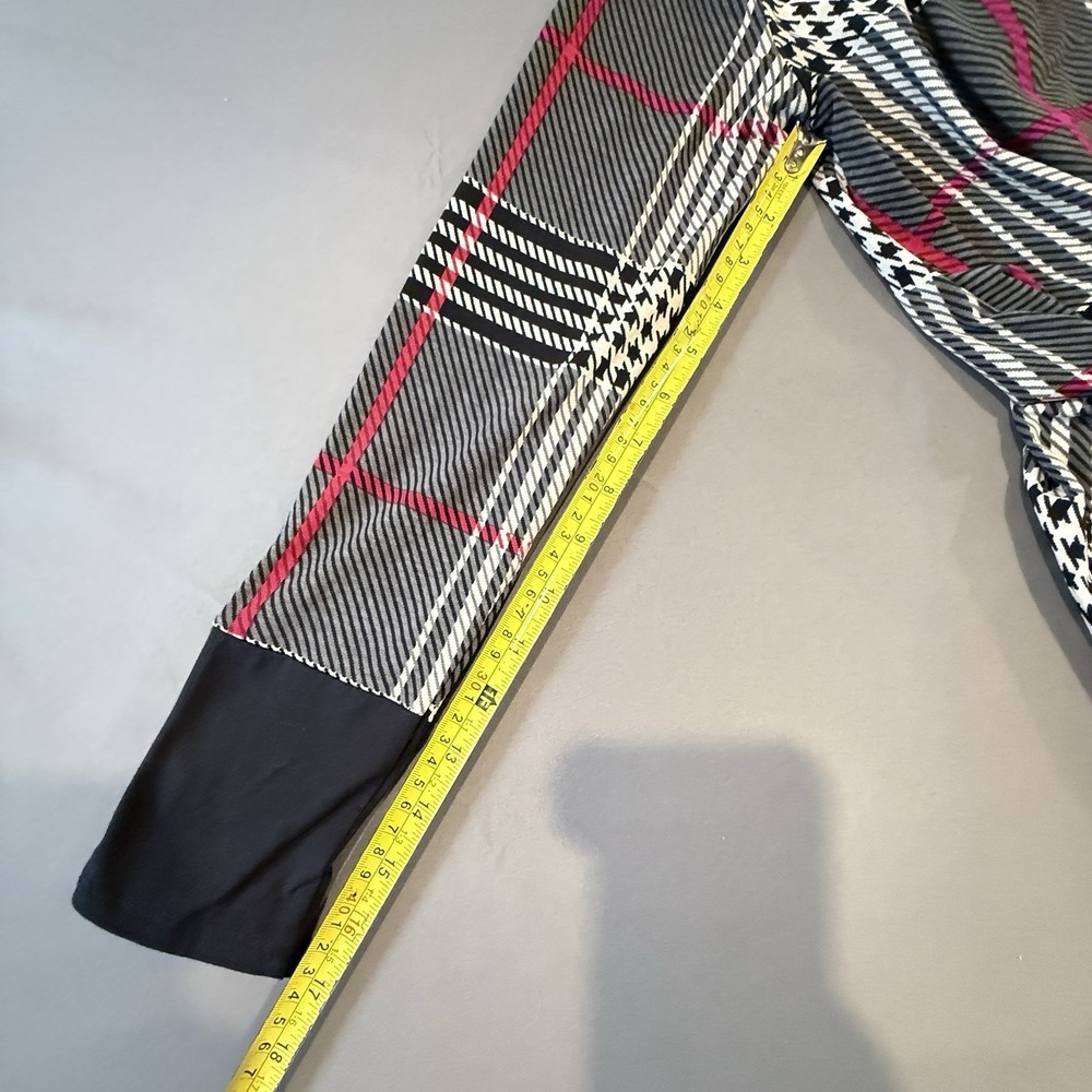 Chico's Plaid Tunic Dress Black Red Long Sleeve Stretch Knit Pockets Size Small - Picture 10 of 11